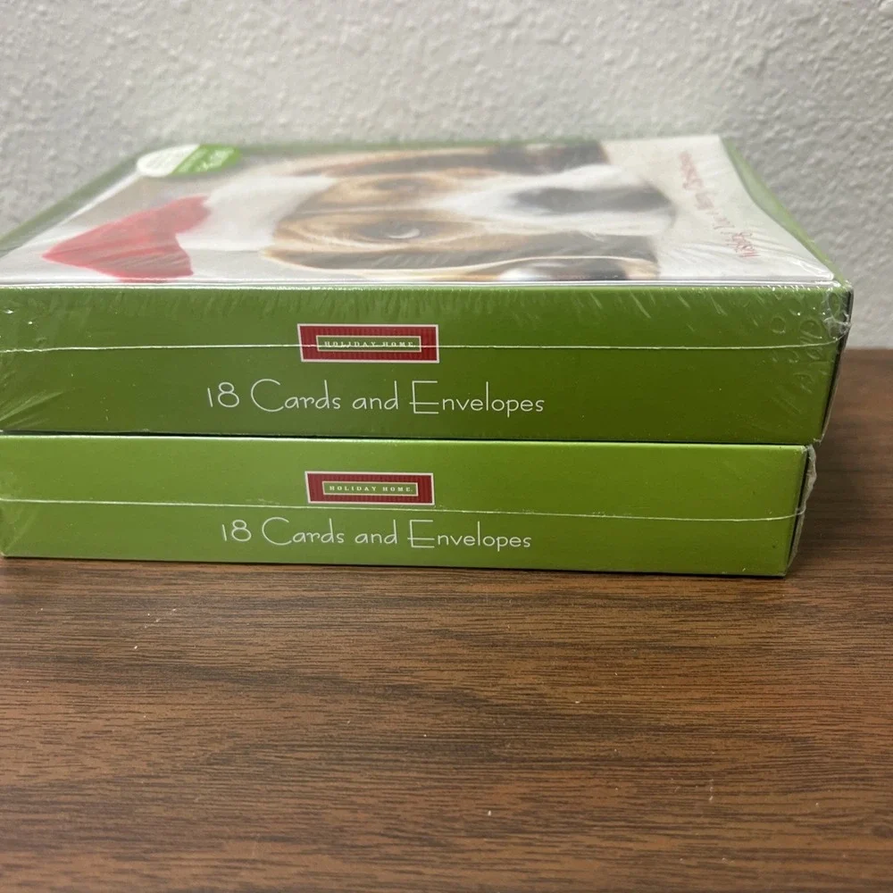 Retired Vintage Holiday Home Puppy Dog Christmas Cards & Envelopes 18 CT NOS NIB
